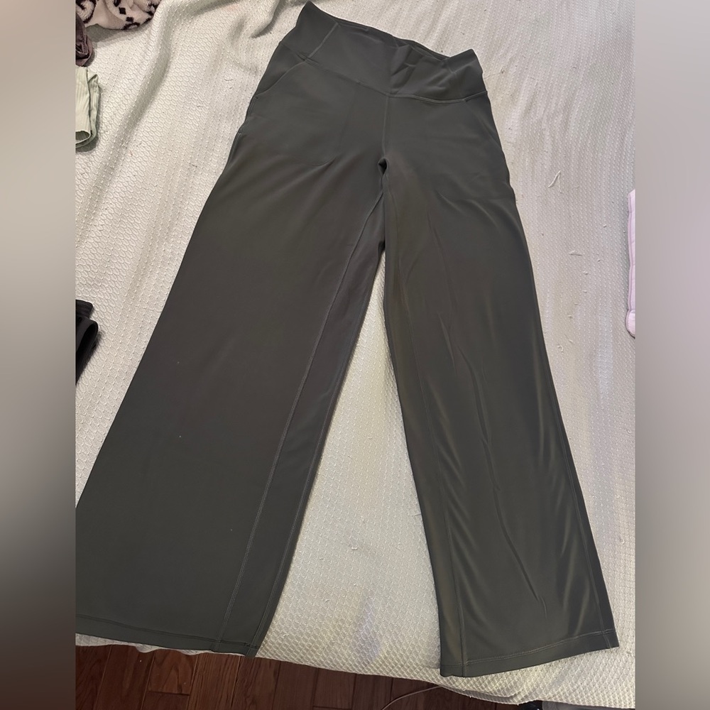 lululemon athletica Wide Leg Yoga Pants in Olive Green